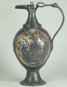 TANG DYNASTY SILVER GILDED PERSIAN POT