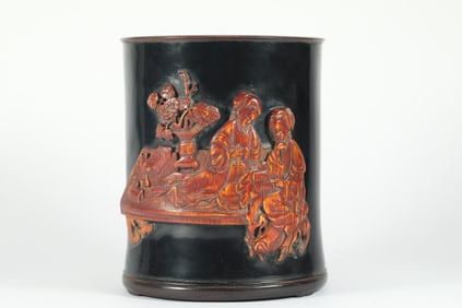 QING DYNASTY LACQUERWARE BRUSH HOLDER