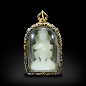 Qing Dynasty White jade portable Buddha