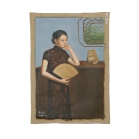 Chen Yifei Woman with Cat
