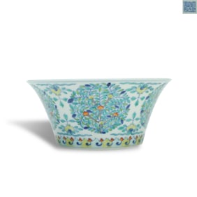 Daoguang period Qing Dynasty Doucai horseshoe-shaped bowl with round flower patterns