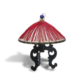 Qing Dynasty 4th rank summer cool hat in dyed blue, for festive attire