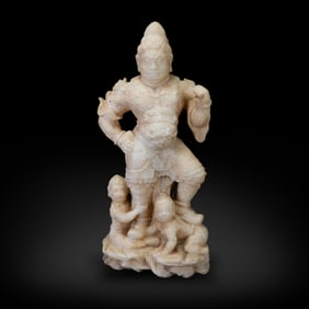 Tang Dynasty White marble carved Heavenly King statue