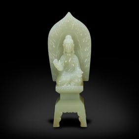Northern Wei Dynasty Hetian white jade "bench Buddha"