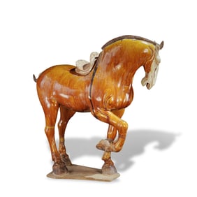Tang Dynasty Tri-color horse with raised hoof