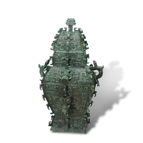 Shang Dynasty Bronze lei with beast face
