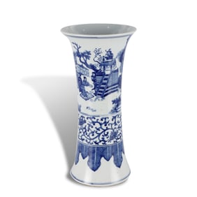 Ming Dynasty Chongzhen period, Blue-and-white flower vase with "Han Xin Being Appointed General"