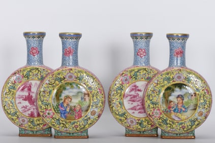 QING DYNASTY ENAMEL PAINTED WESTERN FIGURE VASE