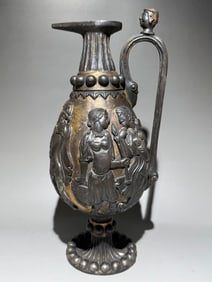 TANG DYNASTY SILVER GILDED PERSIAN HUNTING PLATE