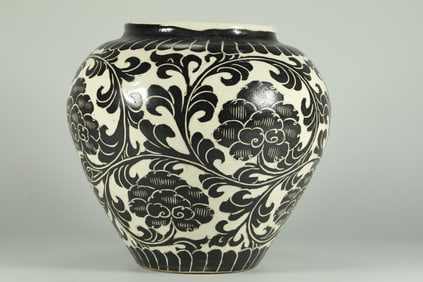 SONG DYNASTY CIZHOU KILN CARVED FLOWER JAR