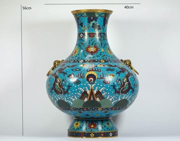 QING DYNASTY CLOISONNE DRAGON PATTERN PAVE VASE