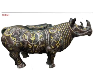 WARRING STATES PERIOD INLAID GOLD AND SILVER RHINOCEROS