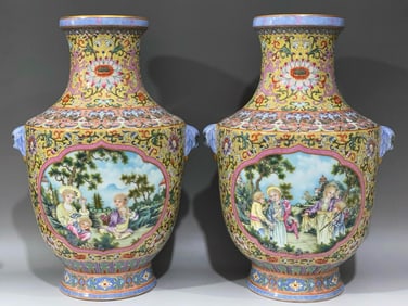 QING DYNASTY ENAMEL PAINTED WESTERN FIGURE VASE