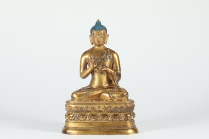 QING DYNASTY GILDED MONGOLIAN BUDDHA APPLE