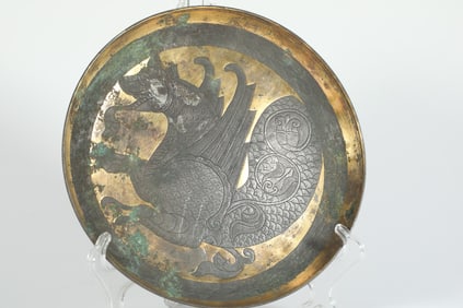 TANG DYNASTY SILVER GILDED PERSIAN PLATE