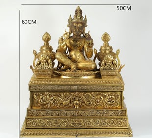MING DYNASTY GILT BRONZE STATUE OF THE THREE BUDDHAS