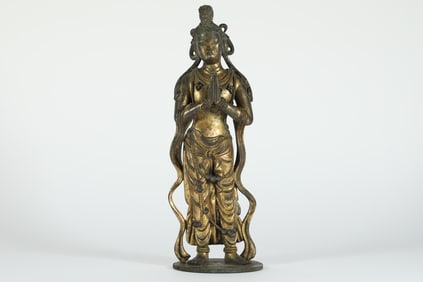 TANG DYNASTY GILDED BODHISATTVA