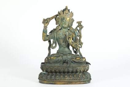 GILDED MANJUSRI BODHISATTVA FROM THE MING DYNASTY