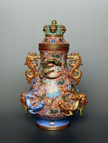 QING DYNASTY ENAMEL PAINTED DRAGON VASE