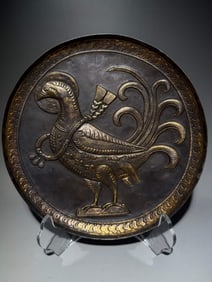 TANG DYNASTY SILVER GILDED PERSIAN PLATE