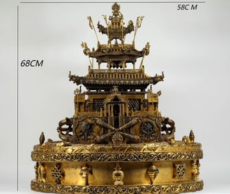 MING DYNASTY GILDED BRONZE MANDALA