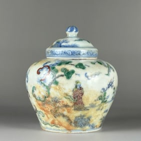 MING DYNASTY DOUCAI FIGURE JAR