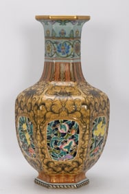QING DYNASTY ENAMEL HOLLOW BOTTLE