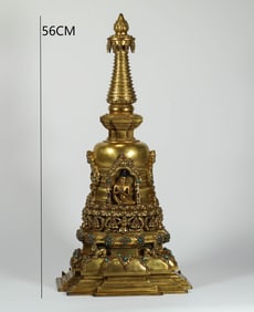 MING DYNASTY GILDED BRONZE PAGODA