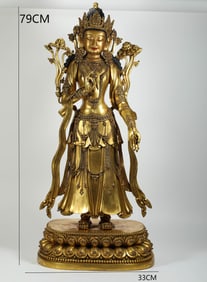 MING DYNASTY GILT BRONZE BODHISATTVA