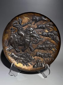 TANG DYNASTY SILVER GILDED PERSIAN HUNTING PLATE