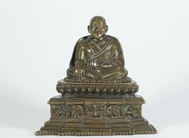 MING DYNASTY ALLOY COPPER INLAID RED COPPER MASTER STATUE