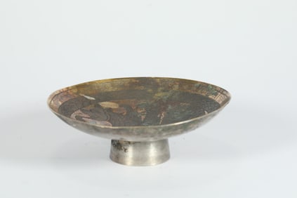 TANG DYNASTY SILVER GILDED PERSIAN HIGH-FOOTED PLATE