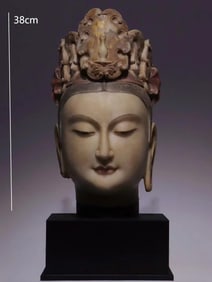 NORTHERN DYNASTIES WHITE MARBLE BUDDHA HEAD