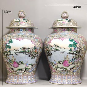 QING DYNASTY GUYUEXUAN FAMILLE ROSE WESTERN FIGURE GENERAL JAR