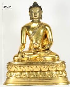 GILDED MONGOLIAN SHAKYAMUNI BUDDHA FROM THE QING DYNASTY