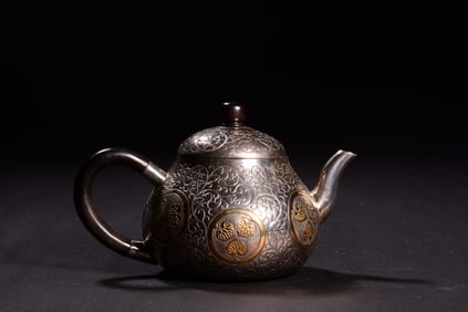 PURE SILVER GILDED TANGCAO TEAPOT