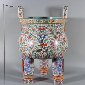QING DYNASTY ENAMEL-PAINTED TRIPOD INCENSE BURNER