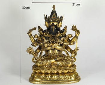 GILDED DOUBLE-BODIED BUDDHA FROM THE QING DYNASTY