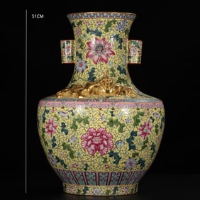 QING DYNASTY ENAMEL DRAGON VASE