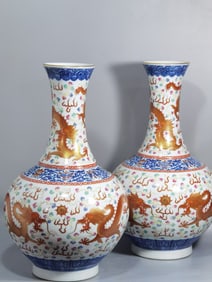 QING DYNASTY DRAGON PATTERN APPRECIATION VASE