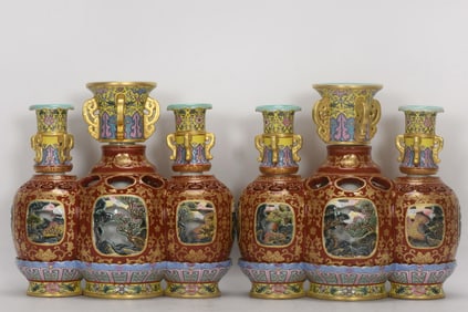 QING DYNASTY THREE-ELEMENT REVOLVING VASE