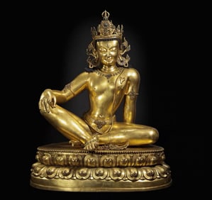 GILDED CROWNED BODHISATTVA OF THE MING DYNASTY