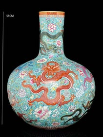QING DYNASTY FAMILLE ROSE CELESTIAL GLOBE VASE