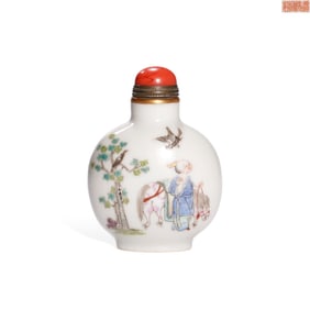 Qing Daoguang Famille - Rose Snuff Bottle with Figure Story Pattern