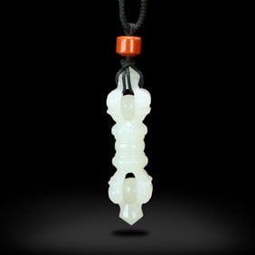 Qing Dynasty Qianlong period , White jade vajra pestle pendant