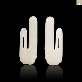 Qing Dynasty A Pair of Biezi with Emperor Qianlong's Imperial Writing of "Picture of Shuangfeng