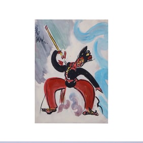 Lin Fengmian?Peking Opera Martial Artist?(oil painting)