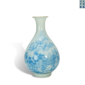 Qing Dynasty Yongzheng period, Enameled yuhuchun vase with landscape and poems