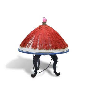 Qing Dynasty 2nd rank summer cool hat in dyed red