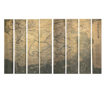 Complete Map of the Unified World of the Great Qing Dynasty?(eight-panel silk screen painting)